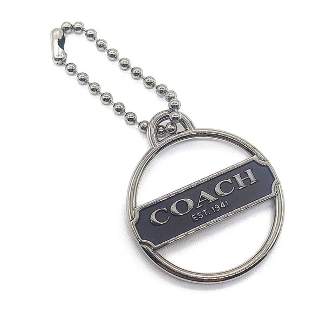 Coach Silver and Black Enamel Keychain, Like New Condition